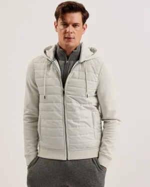 Adburys Regular Quilted Zip Hoodie Beige