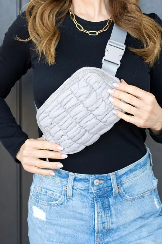 Anya Quilted Puffer Sling Belt Bag