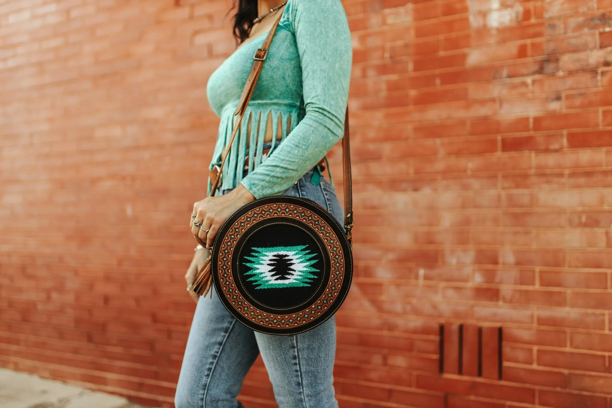 Aztec Eye Round Crossbody Bag