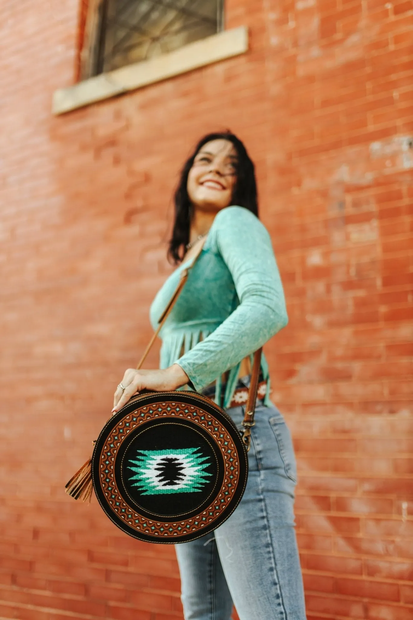 Aztec Eye Round Crossbody Bag