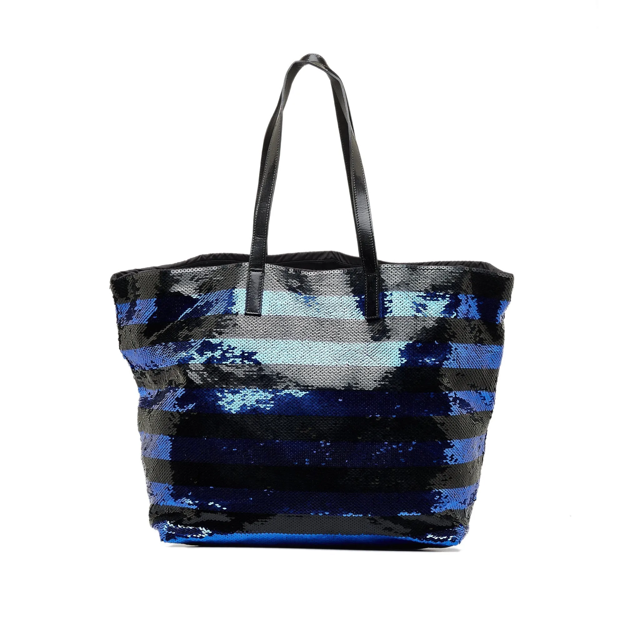 Blue Prada Sequined Satin Tote