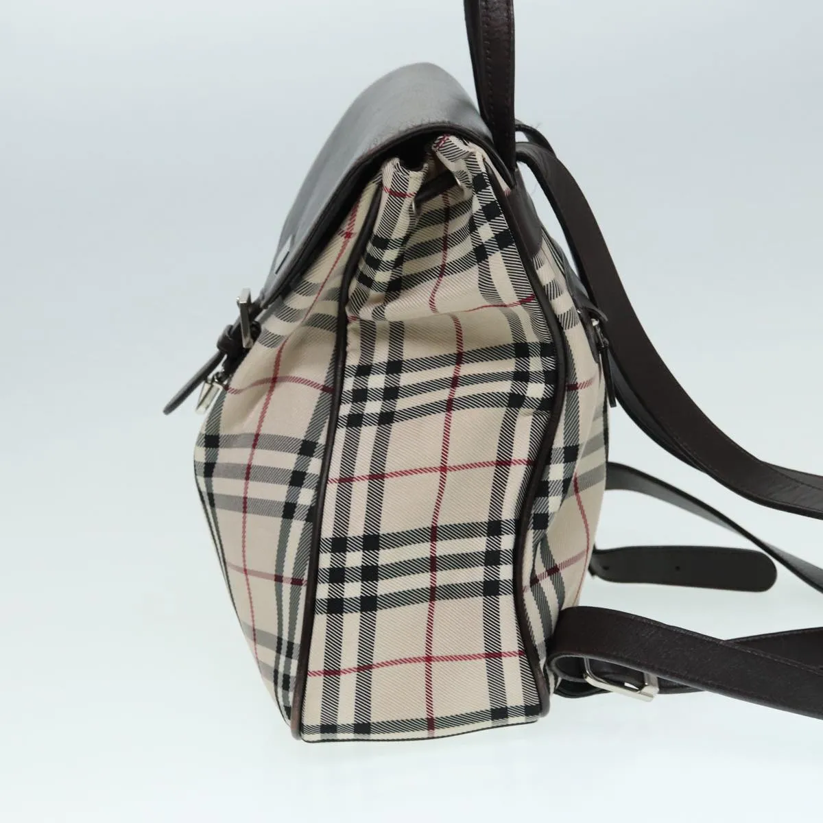 BURBERRY Nova Check Backpack Nylon Beige Silver  ep5418