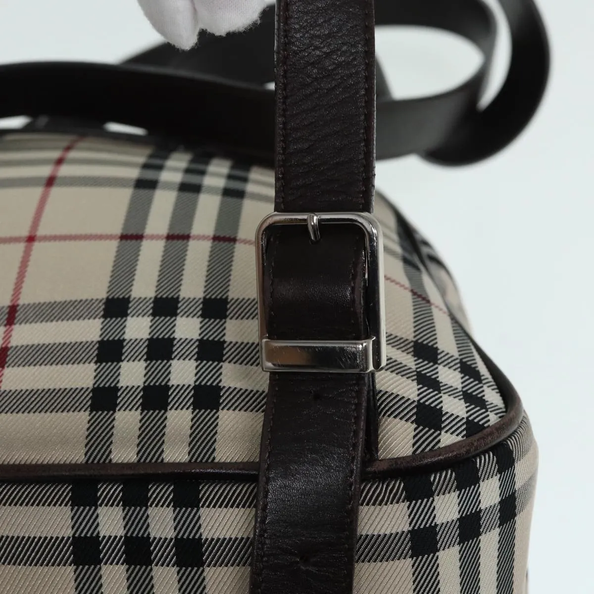 BURBERRY Nova Check Backpack Nylon Beige Silver  ep5418