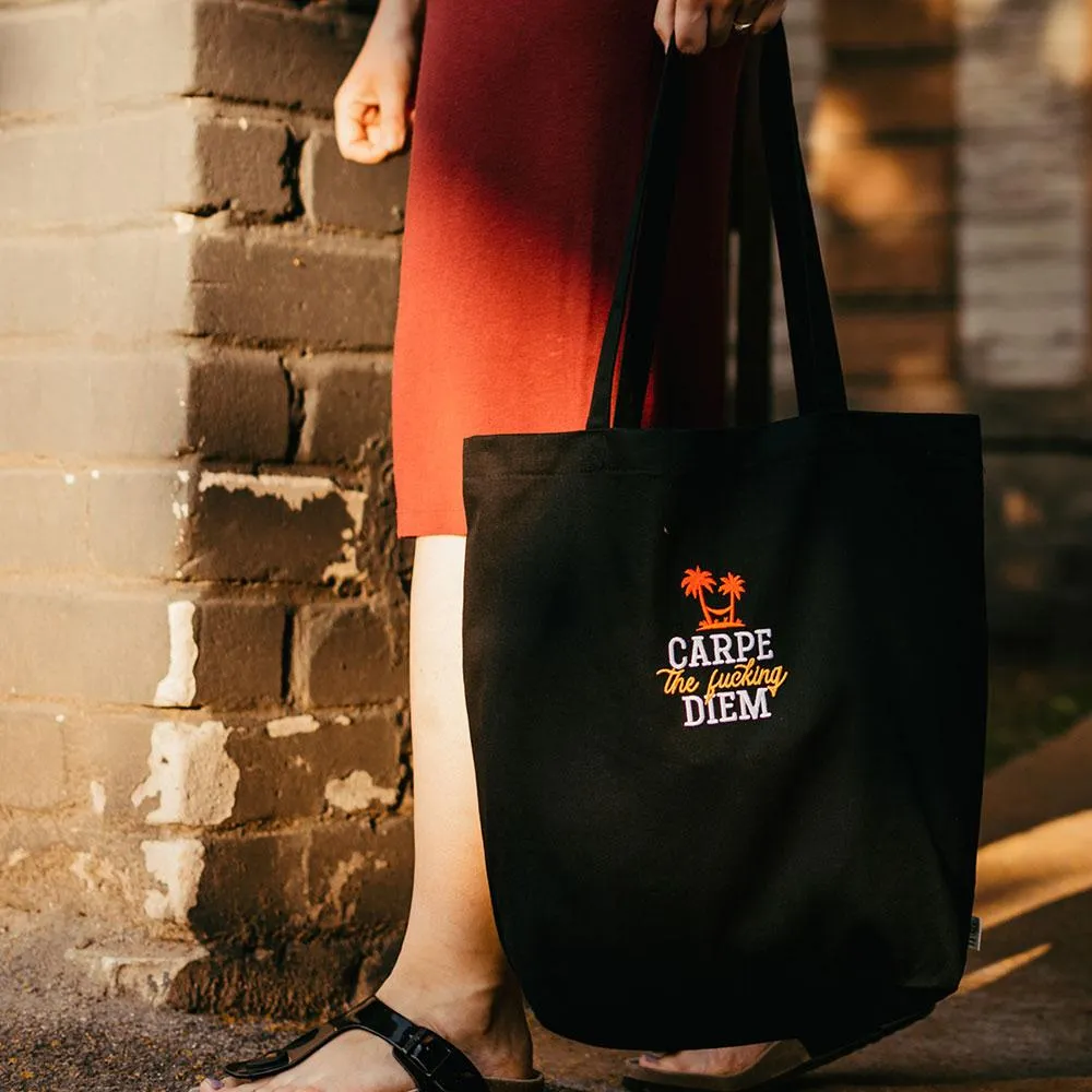 Carpe the fucking diem - Embroidered - Eco Tote Bag