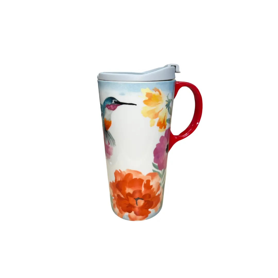 Ceramic Travel Cup 17 OZ Hummingbird