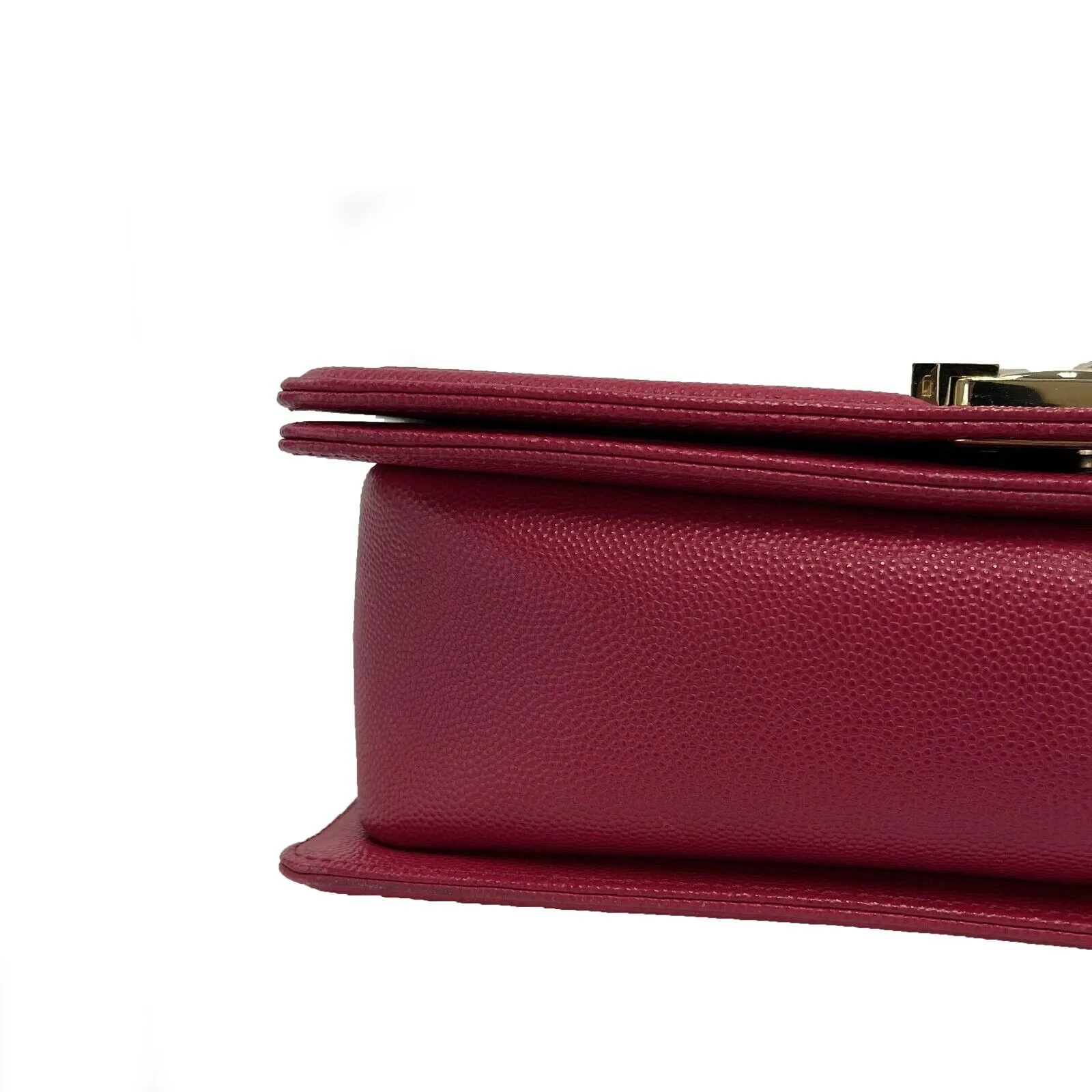 CHANEL- Le boy Old Medium Caviar Leather - Raspberry / Gold Crossbody