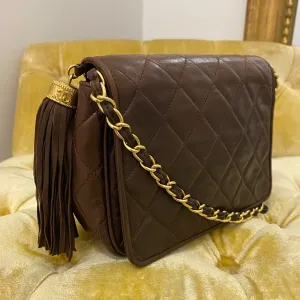 Chanel Vintage Chocolate Brown Tassel Flap Bag