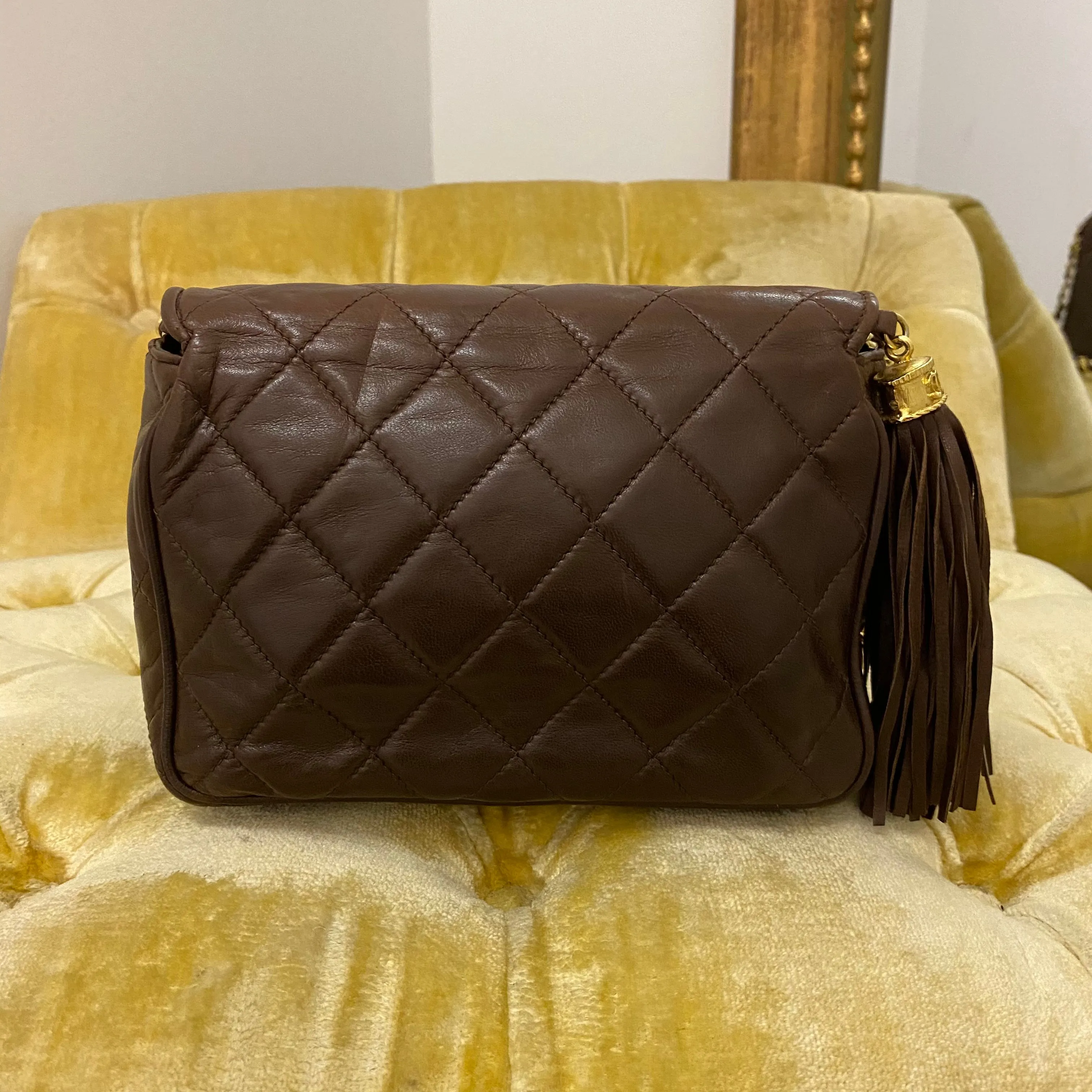 Chanel Vintage Chocolate Brown Tassel Flap Bag