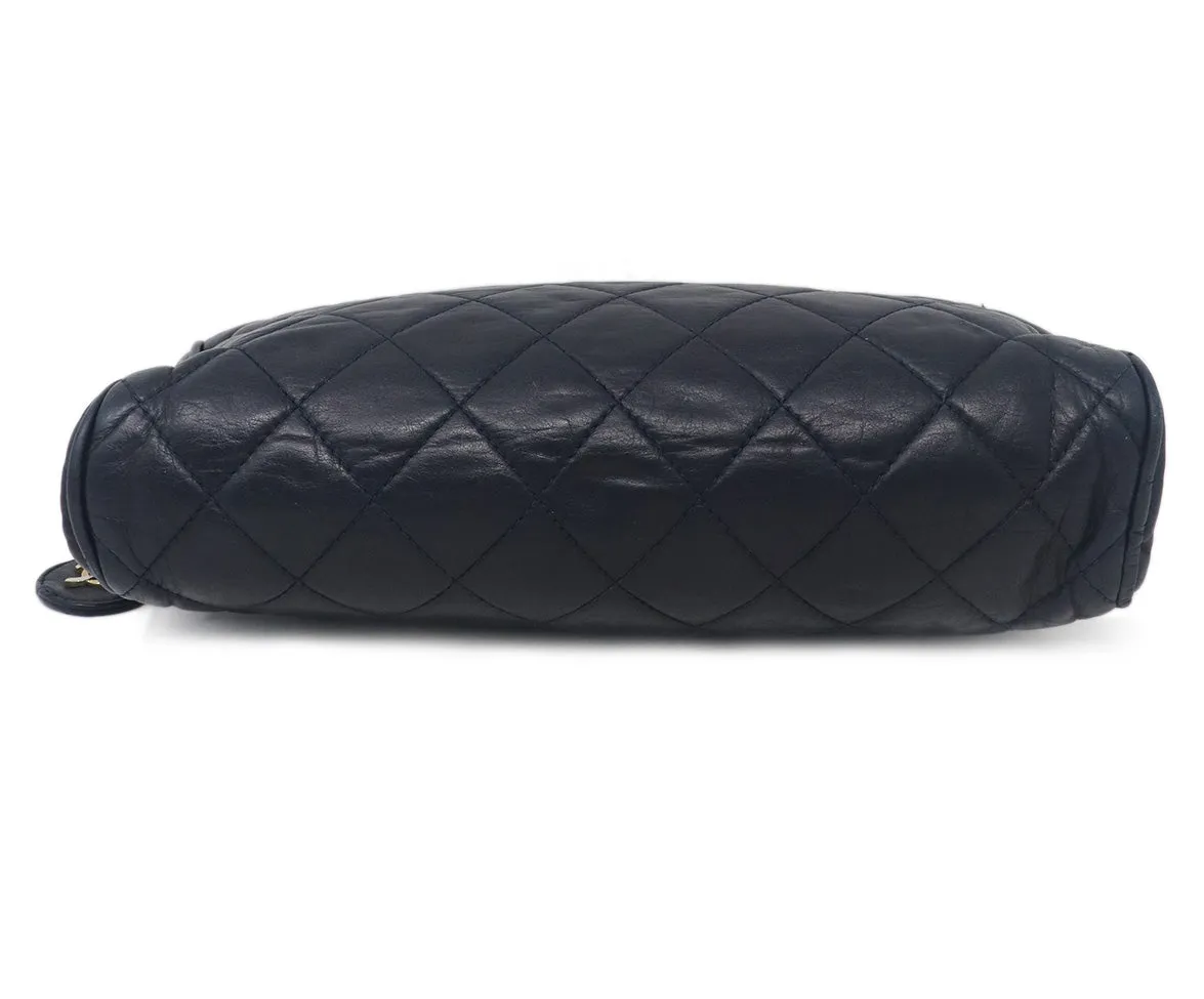 Chanel Vintage Navy Quilted Leather Clutch