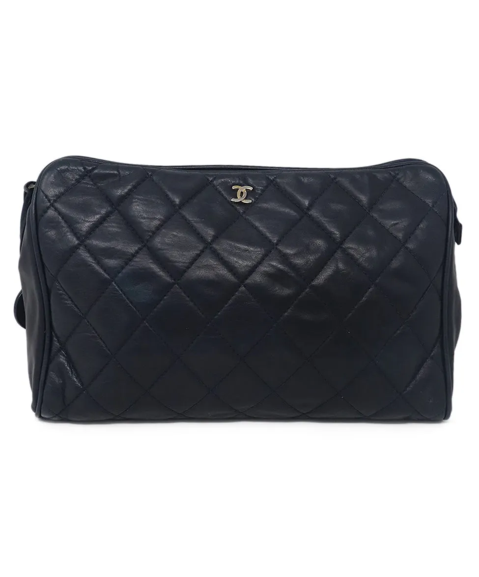 Chanel Vintage Navy Quilted Leather Clutch