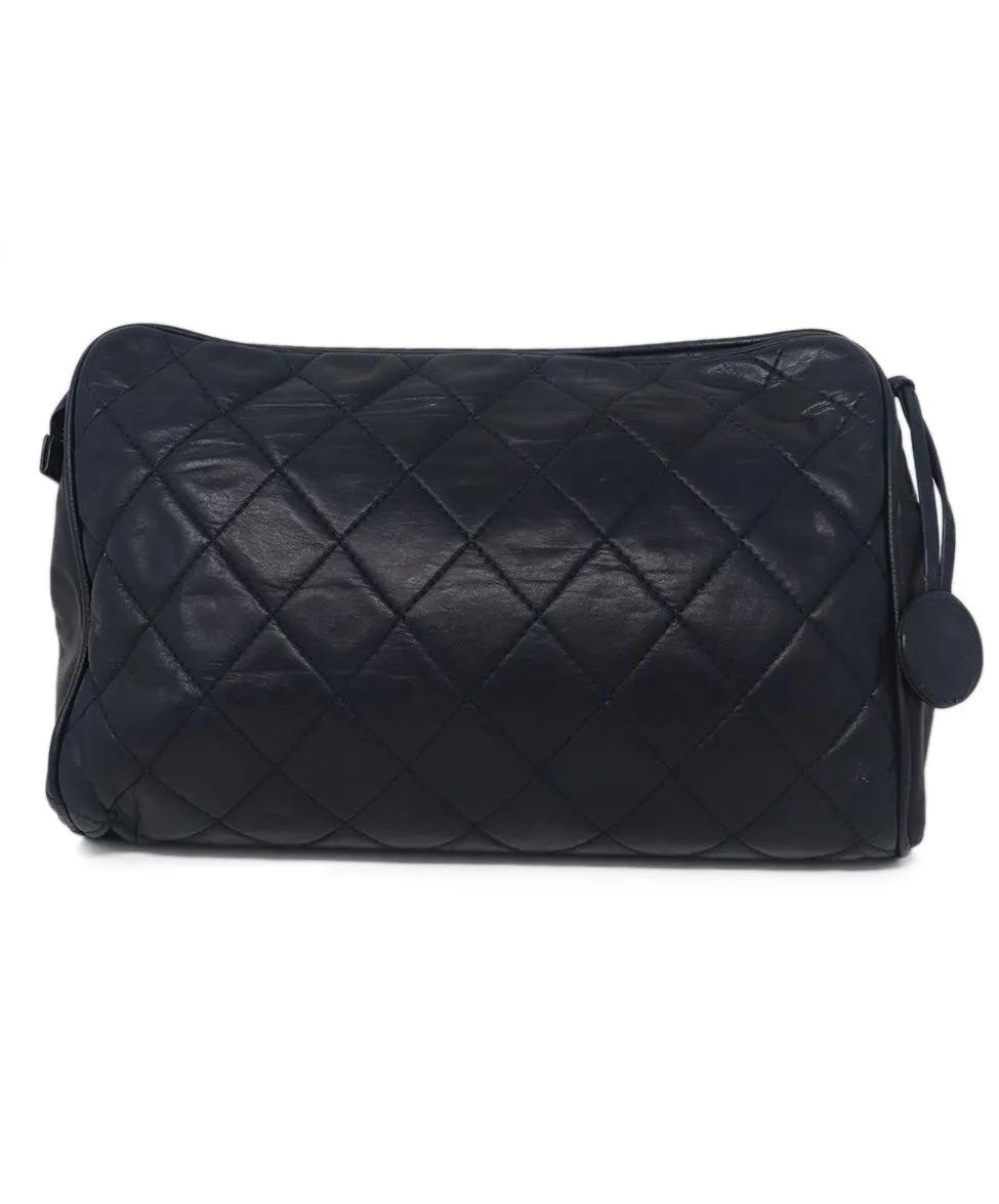 Chanel Vintage Navy Quilted Leather Clutch