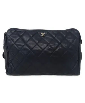 Chanel Vintage Navy Quilted Leather Clutch