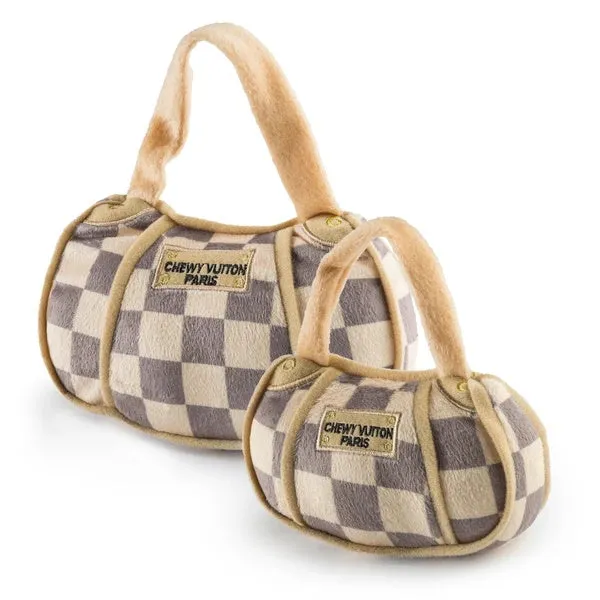 Chewy Vuiton Checker Handbag Dog Toy