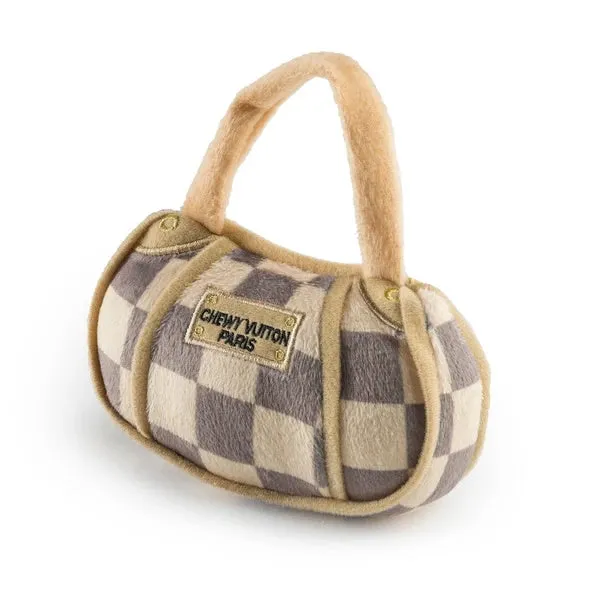 Chewy Vuiton Checker Handbag Dog Toy