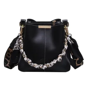 Chic Chain-Detail Bucket Handbag