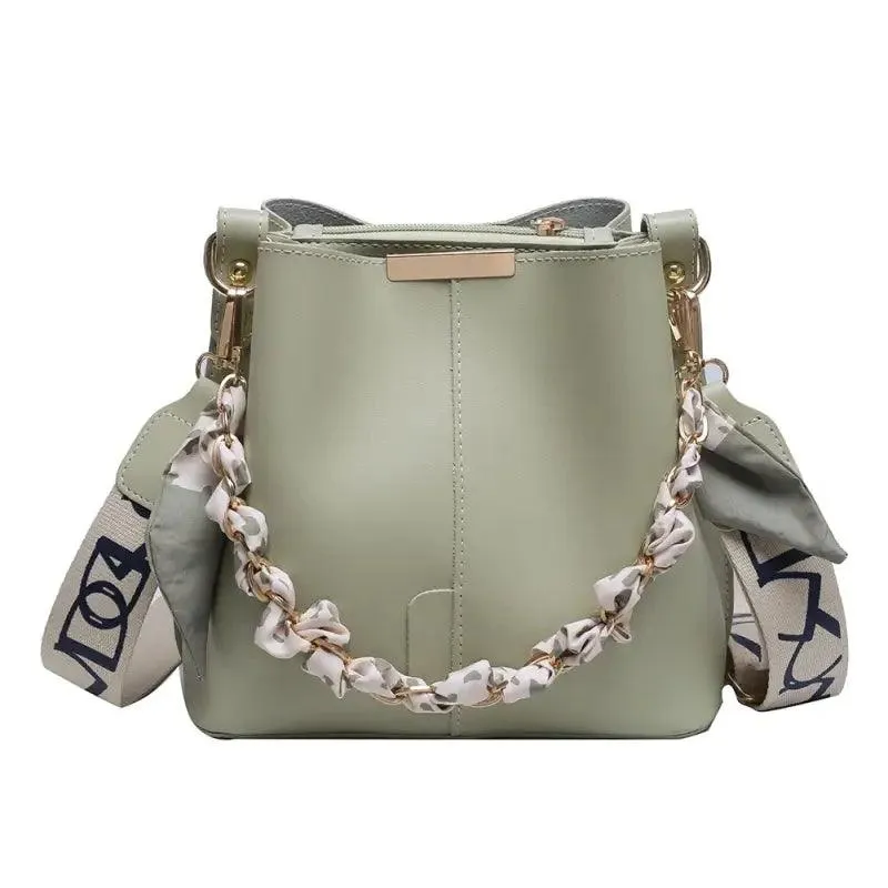 Chic Chain-Detail Bucket Handbag