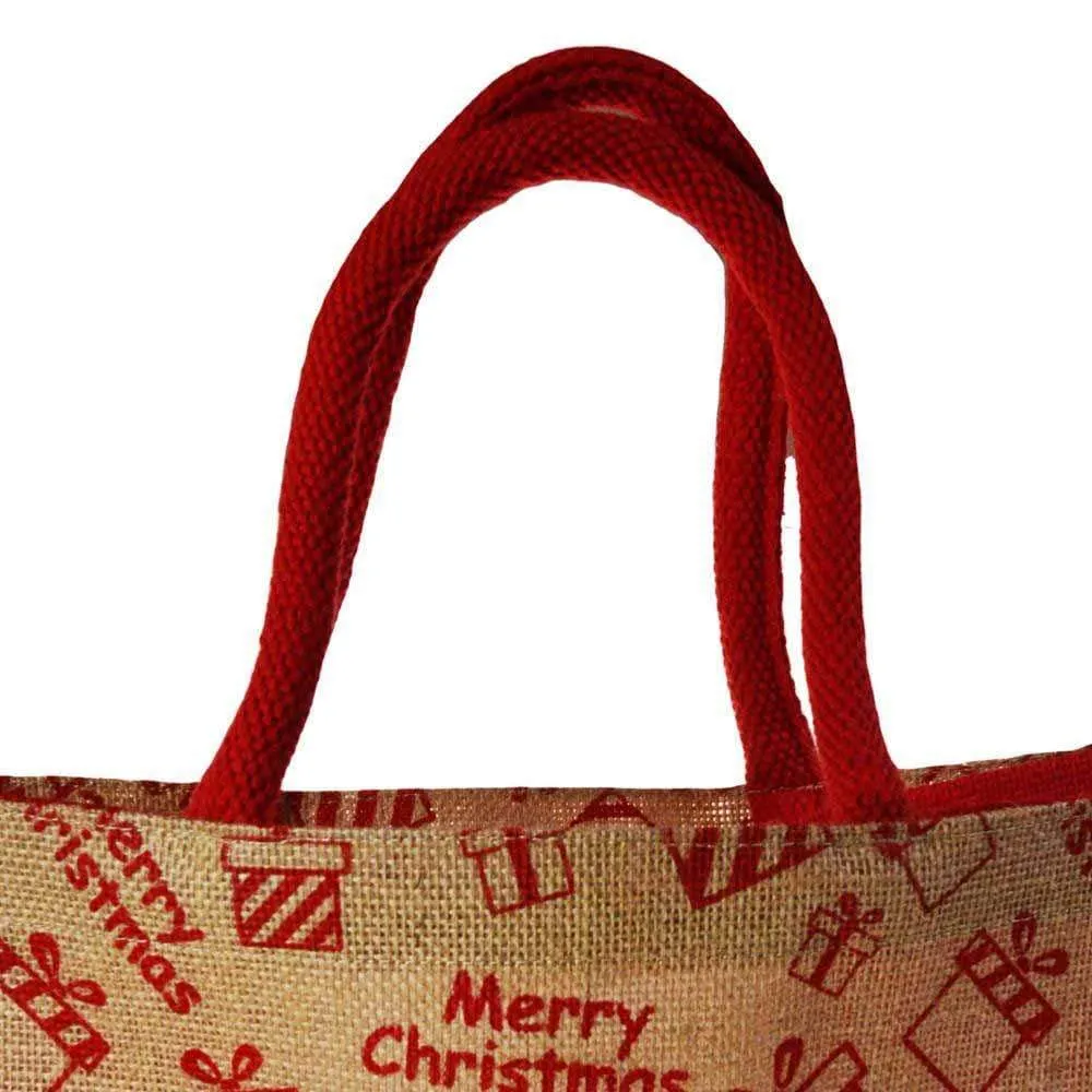 Christmas Jute Gift Bag/Shopping Bag by Shared Earth - Large Presents