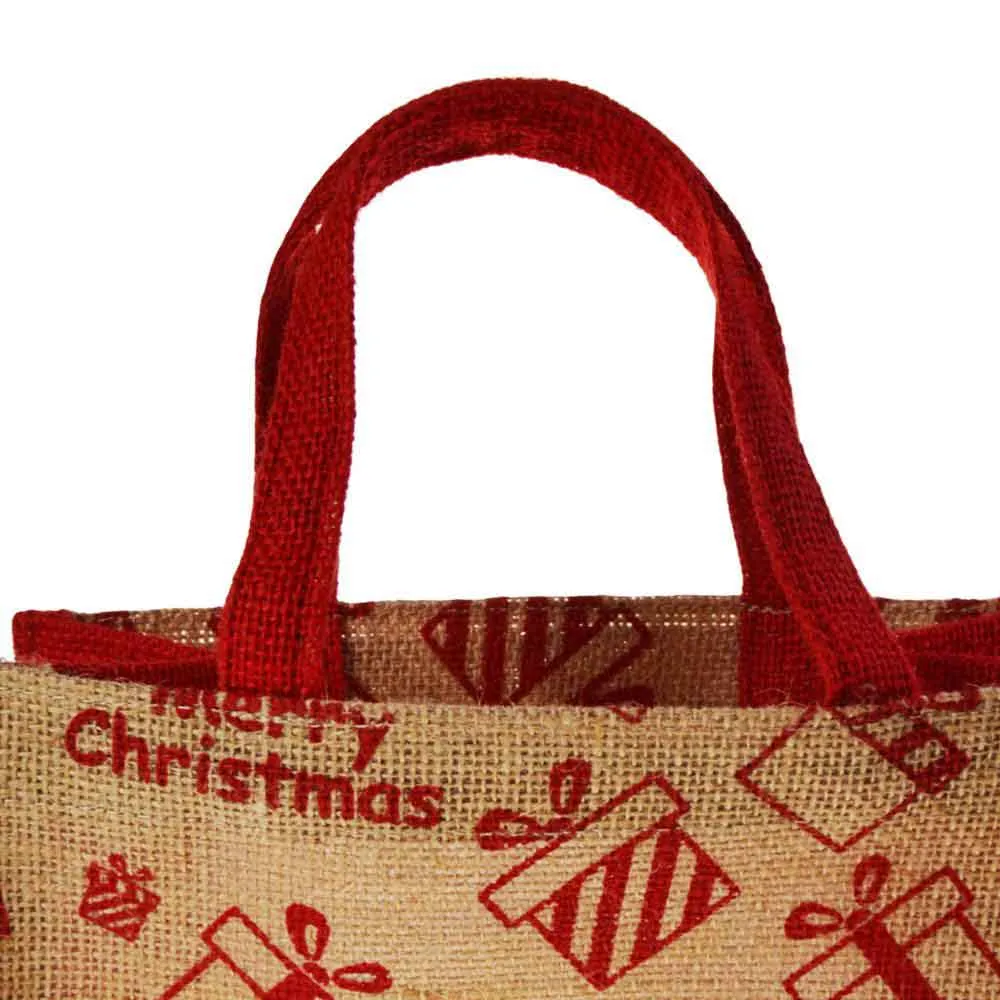 Christmas Jute Gift Bag/Shopping Bag by Shared Earth - Small Presents