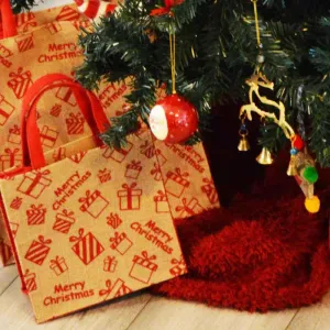 Christmas Jute Gift Bag/Shopping Bag by Shared Earth - Small Presents