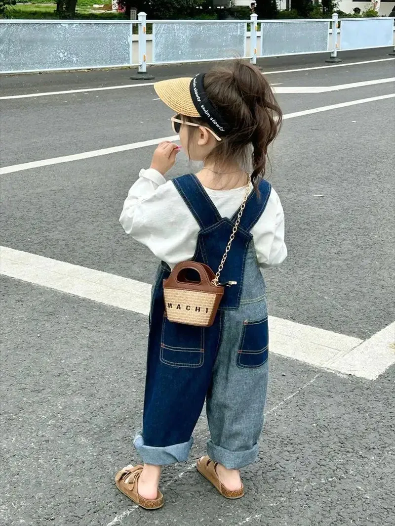 Comfy Blue Denim Patchwork Overalls for Kids