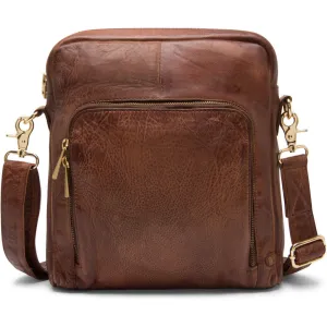 Crossover bag in silky soft leather quality / 14916 - Brandy