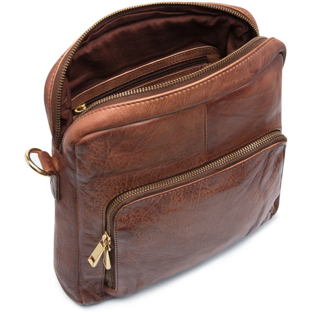 Crossover bag in silky soft leather quality / 14916 - Brandy