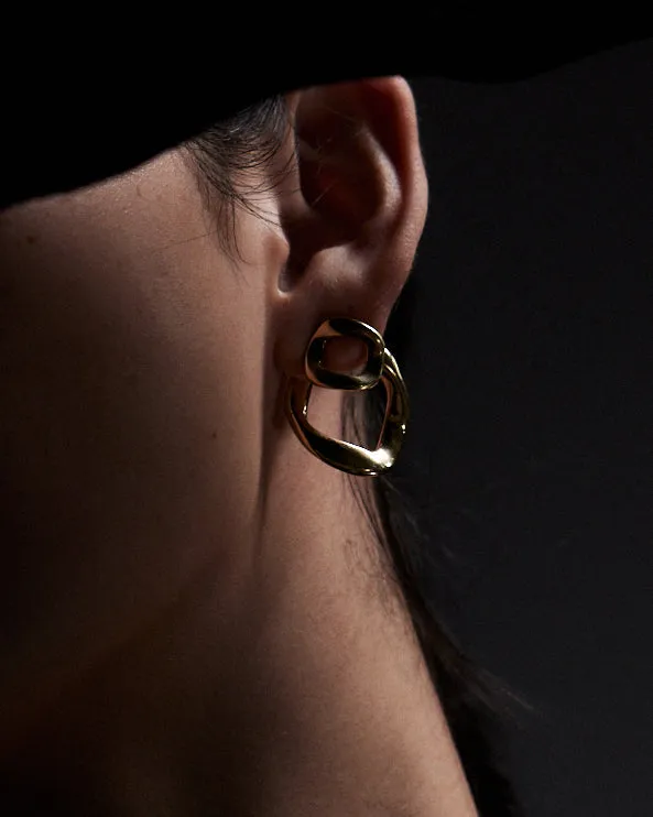 Curve Earrings Front and Back | Gold