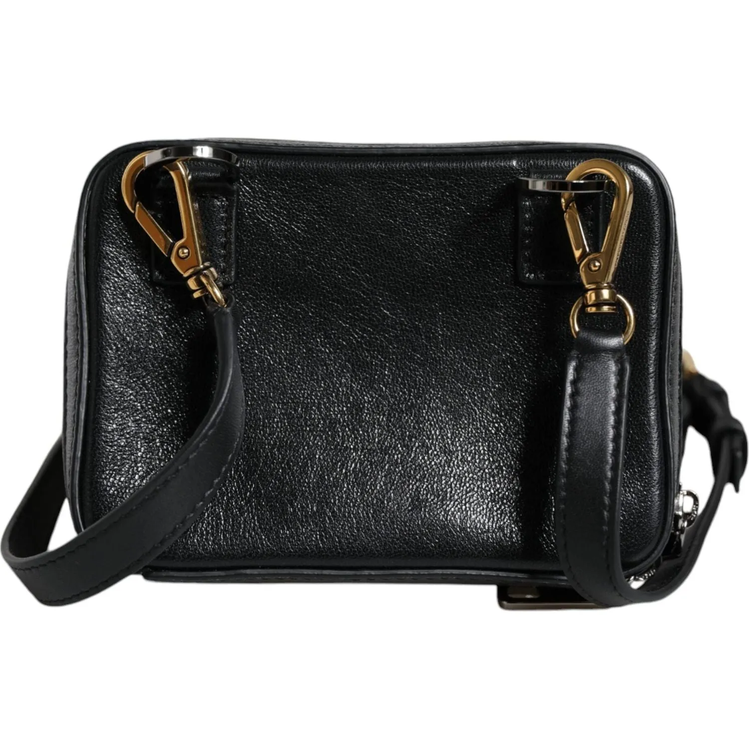 Dolce & Gabbana Black Leather LED Logo Shoulder Crossbody Bag