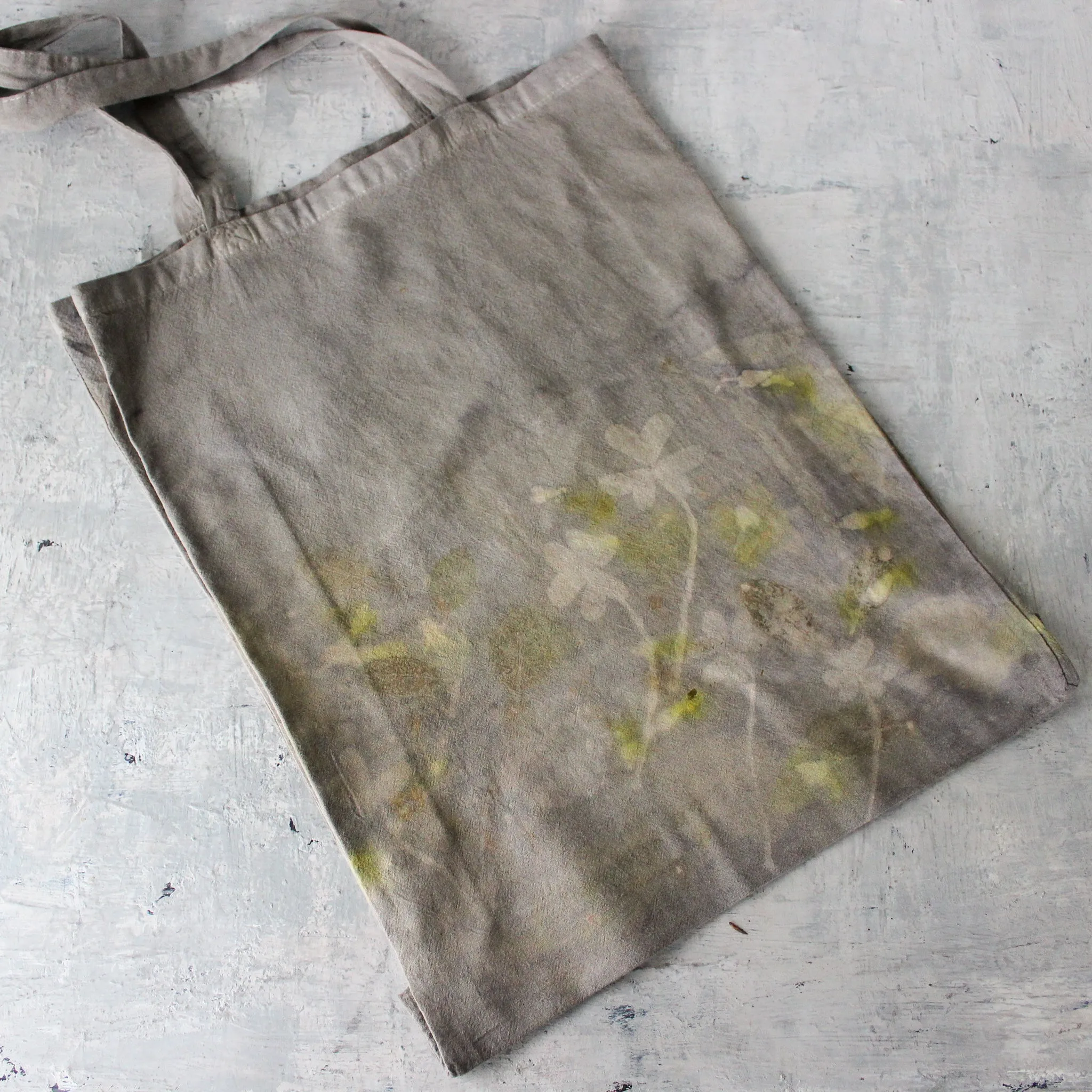 Eco-Print Calico Tote Bags : Wood Sorrel Collection