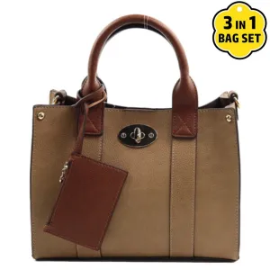 Faux Leather 3 In 1 Handbag