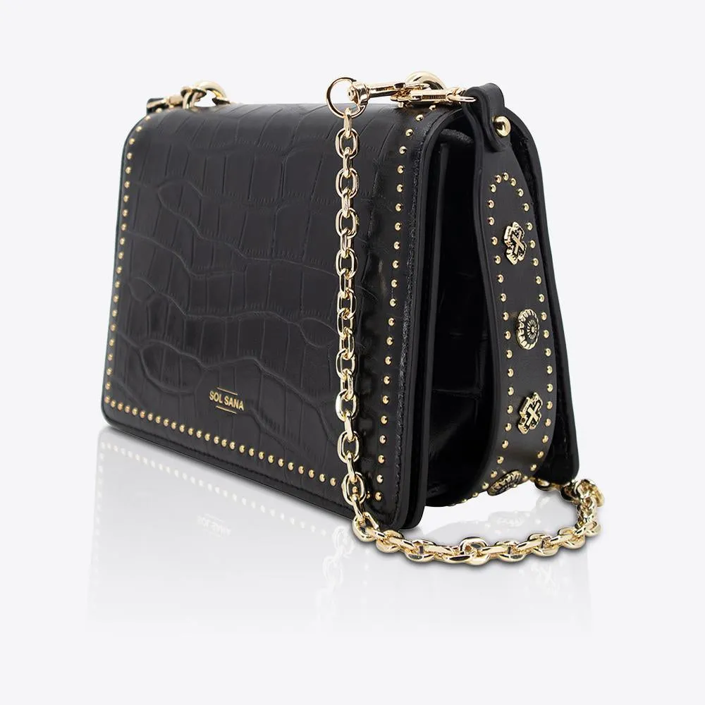 Flap Bag Black Croc/Gold