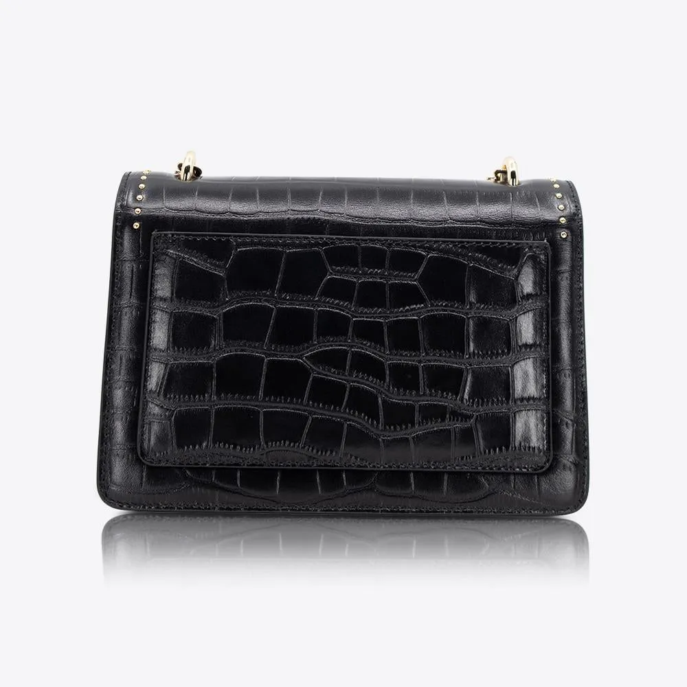 Flap Bag Black Croc/Gold