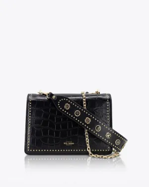 Flap Bag Black Croc/Gold