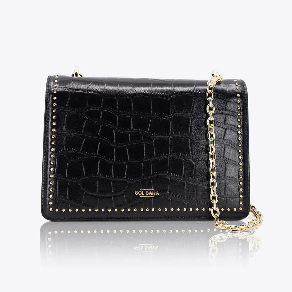 Flap Bag Black Croc/Gold