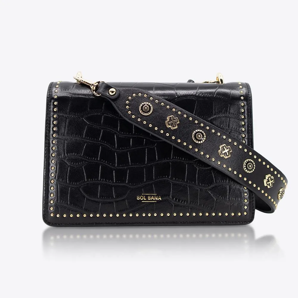 Flap Bag Black Croc/Gold