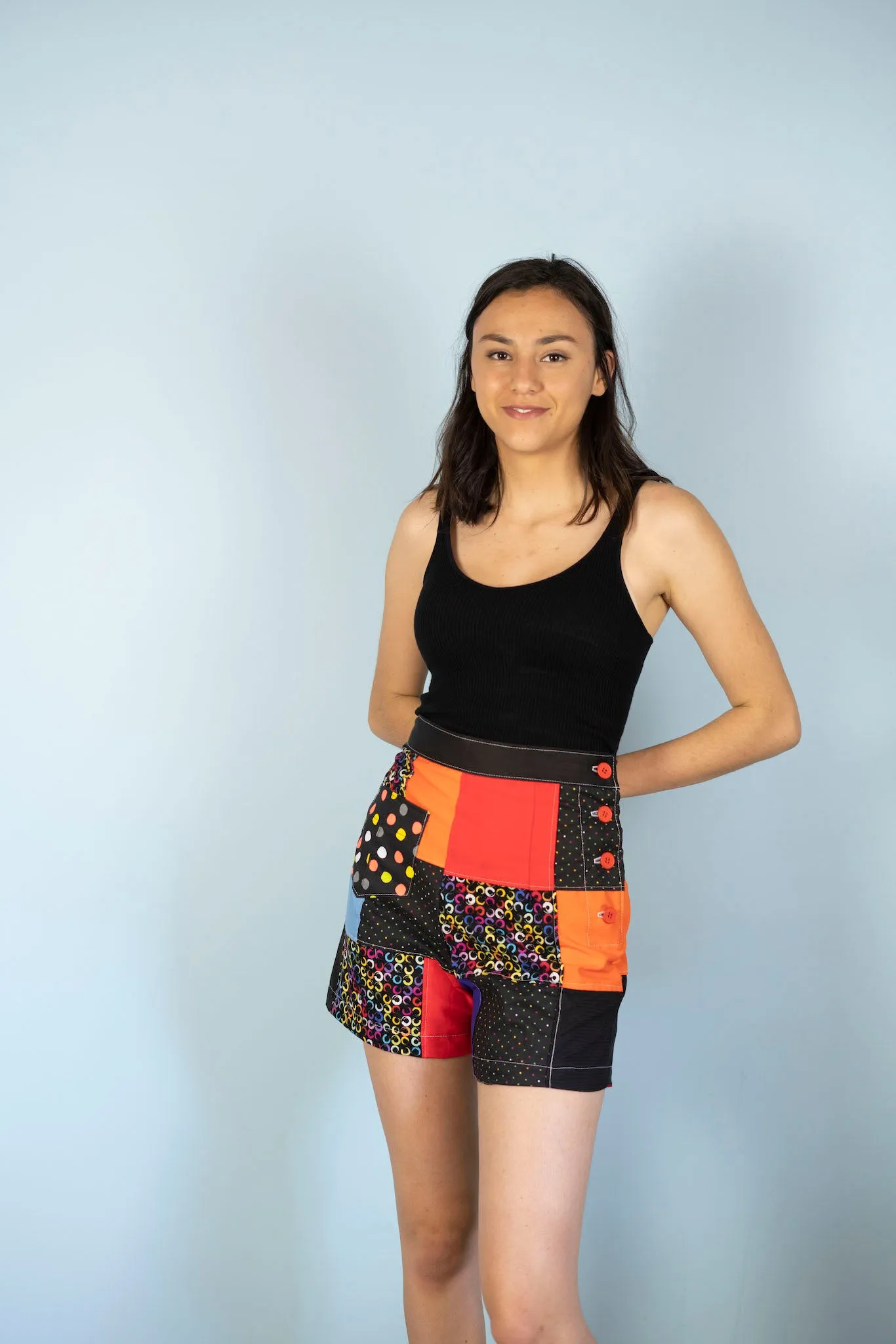 Forgotten Saints LA "Pump it Up" High Waisted Patchwork Shorts