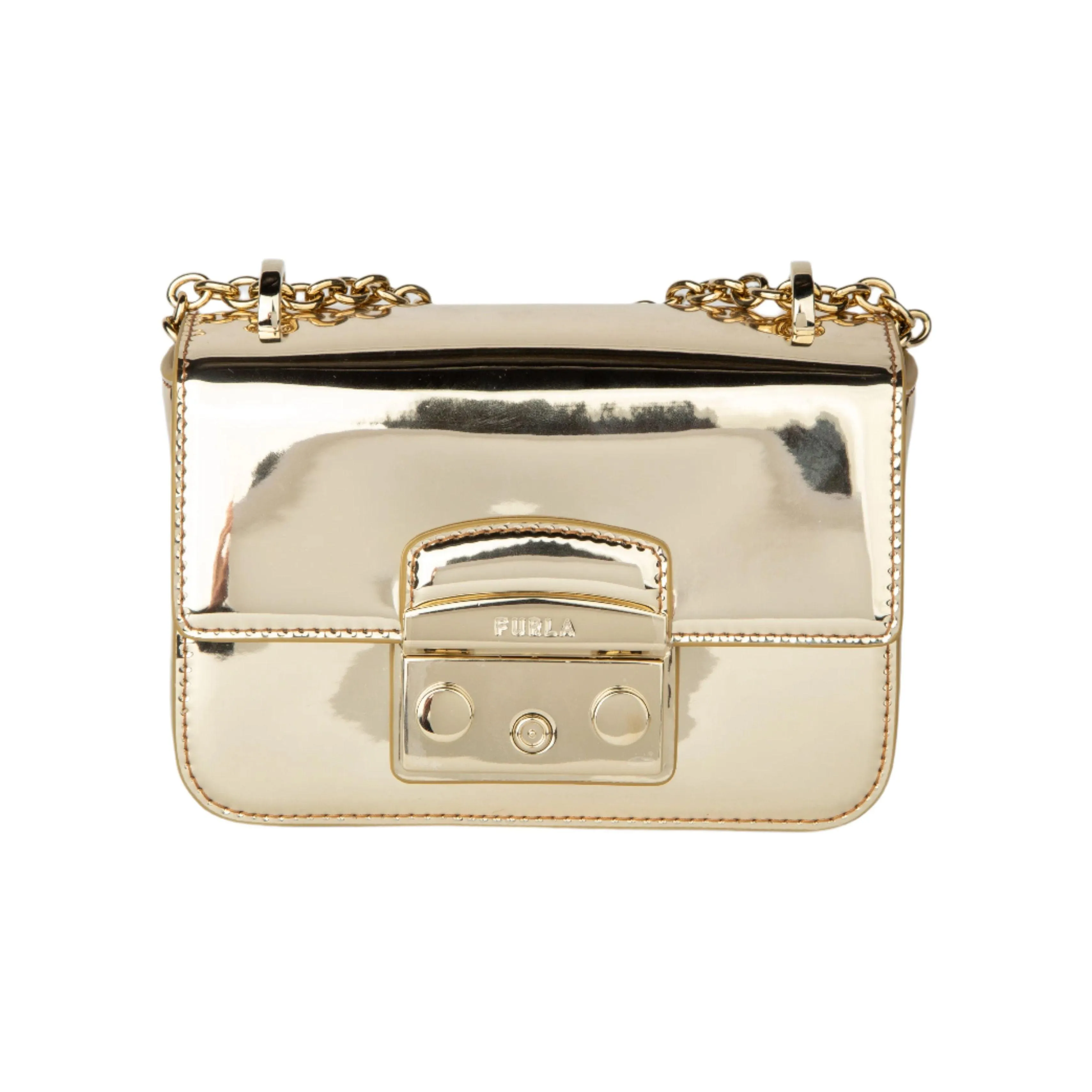 Furla Metropolis Mini Crossbody - Light Gold