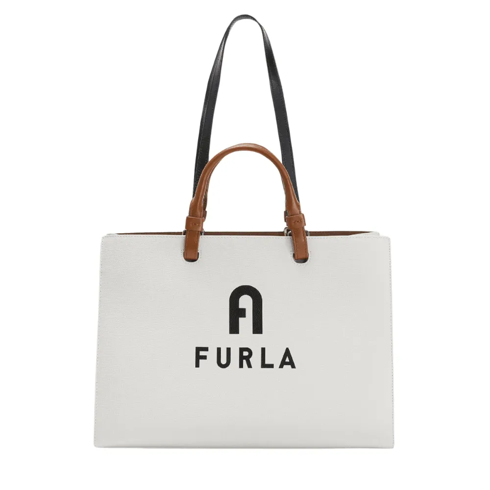 Furla Varsity Style Large Tote - Marshmallow Nero