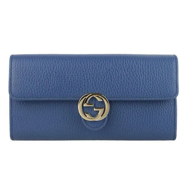 Gucci GG Interlocking Long Wallet-Crossbody Bag (Blue)