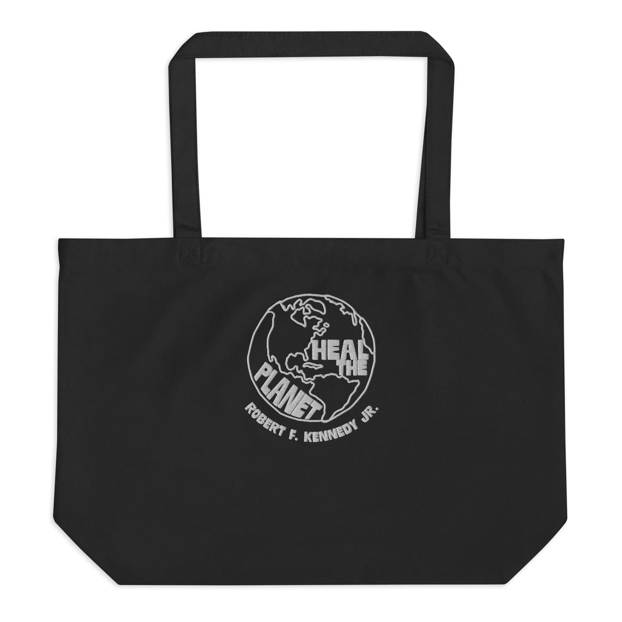 Heal the Planet Large Embroidered  Organic Tote Bag