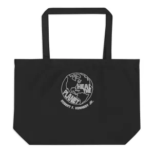 Heal the Planet Large Embroidered  Organic Tote Bag