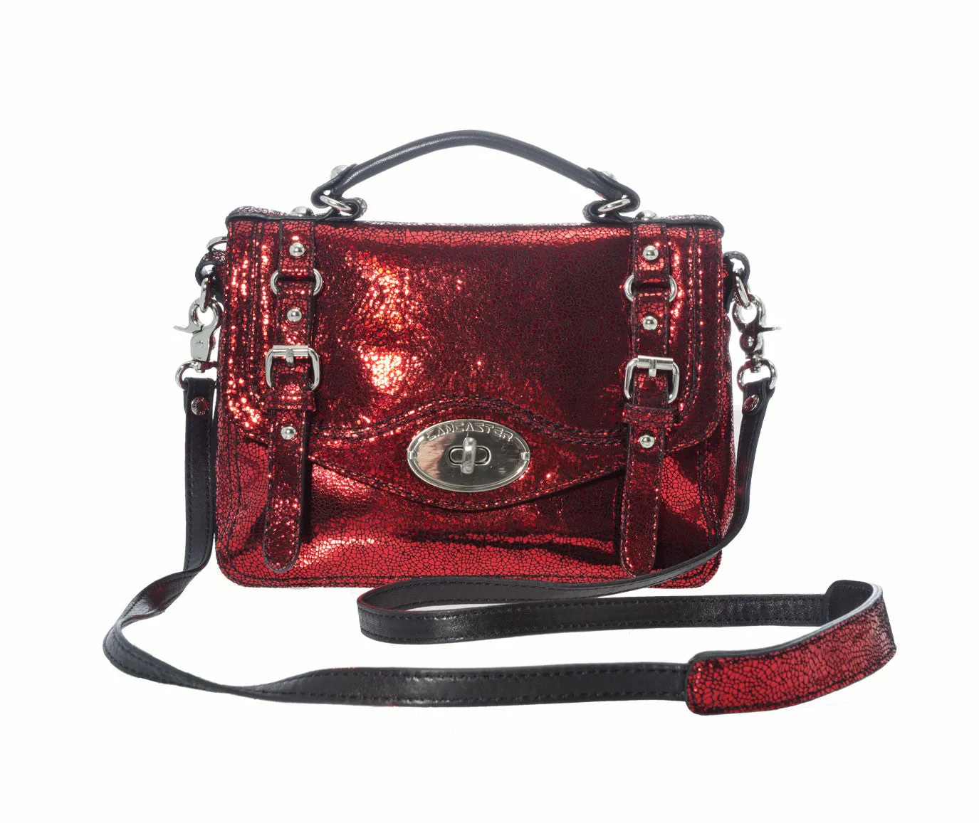 Lancaster Paris Handbags Disco Convertible Crossbody Glitter Lambskin Handbag