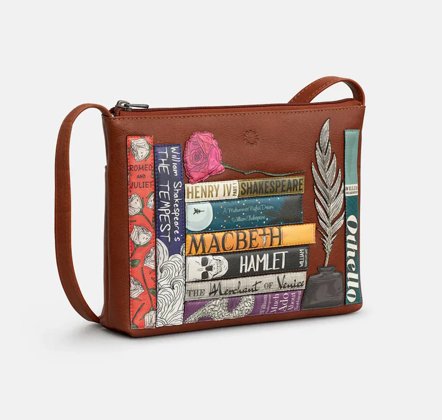 Leather Cross Body Bag: Shakespeare Bookworm