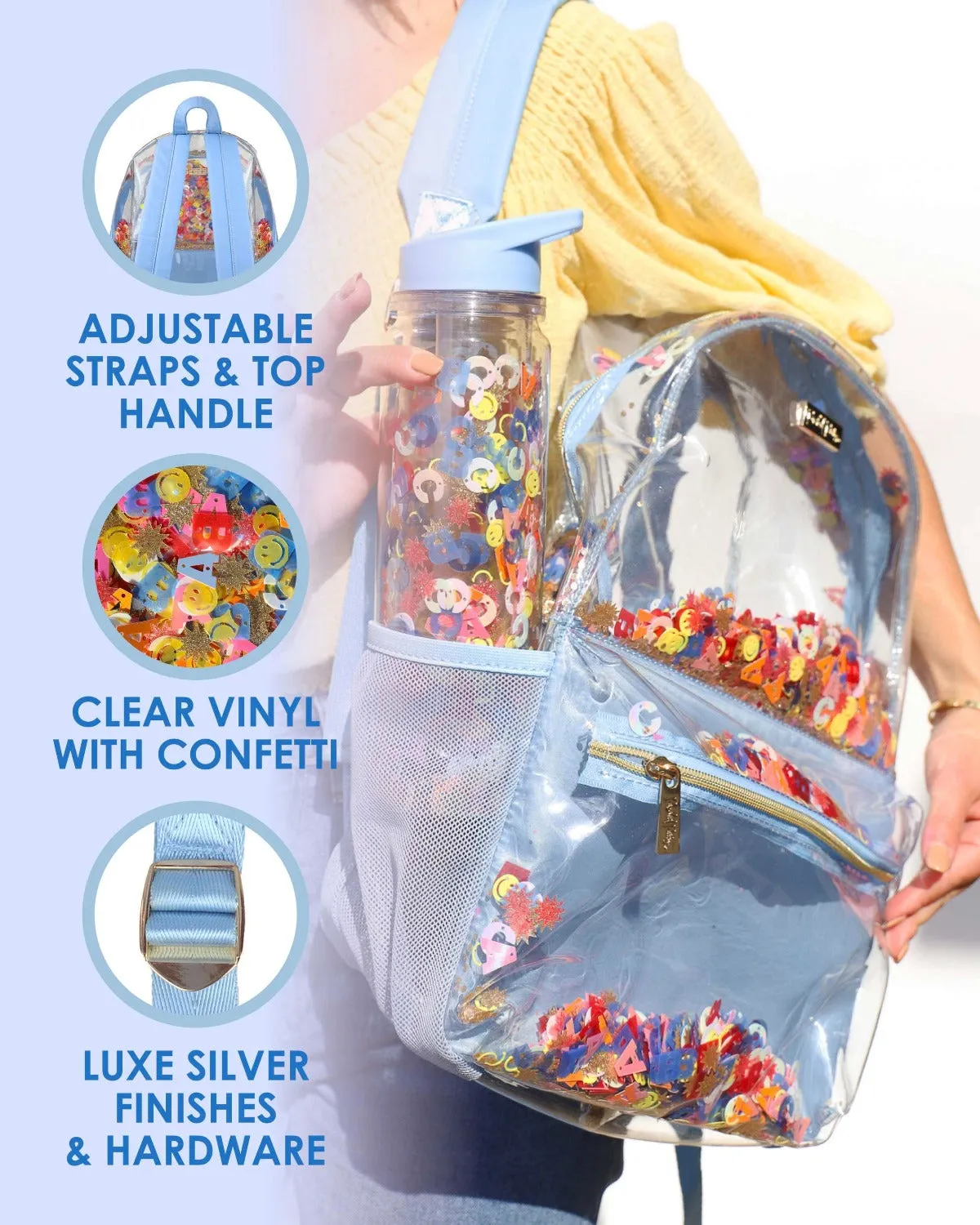 Little Letters Confetti Clear Backpack