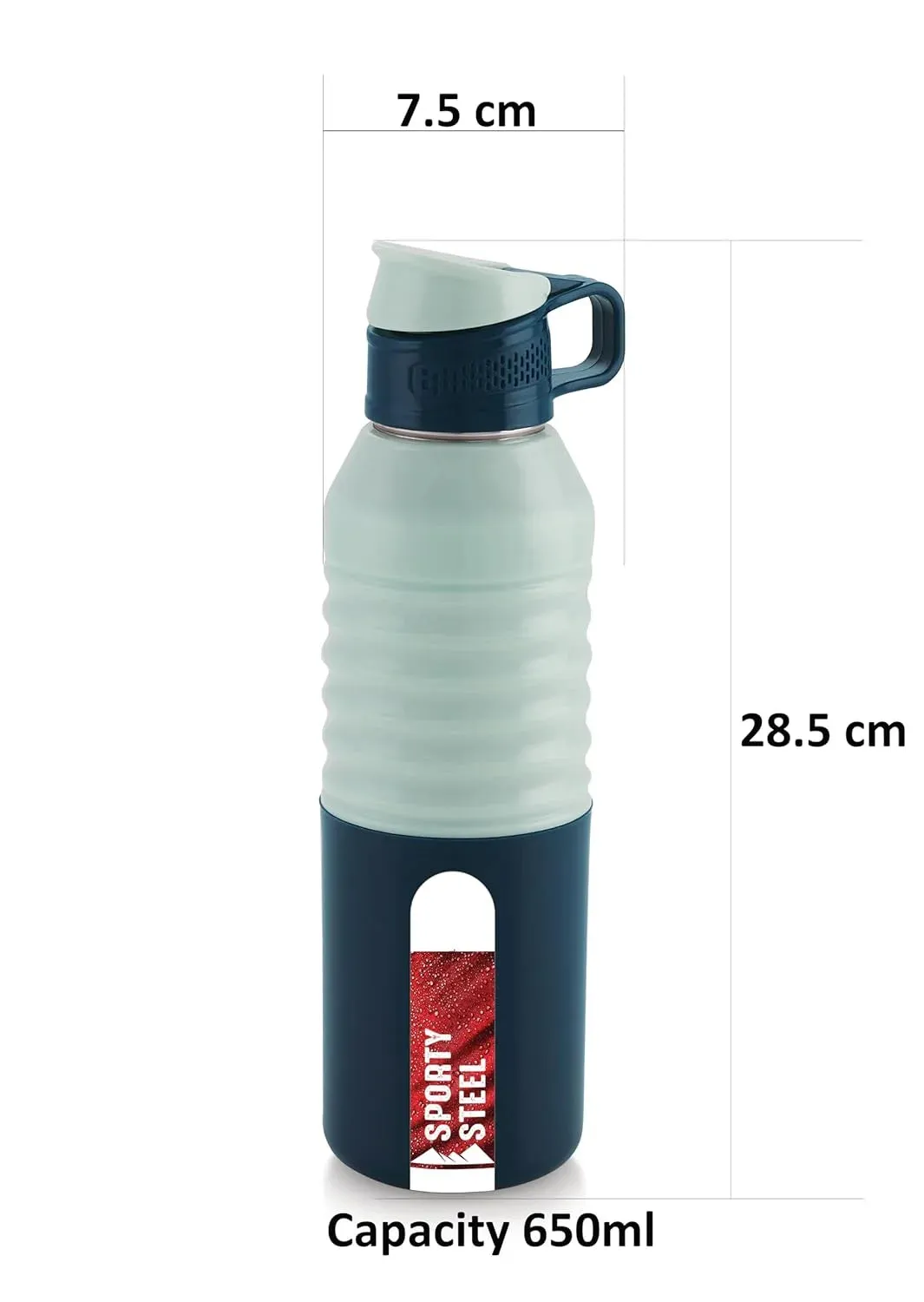 Liza Blue Sporty Insulated Steel Bottle for Office, Home, School | Leak Proof | Wide Mouth 600ml