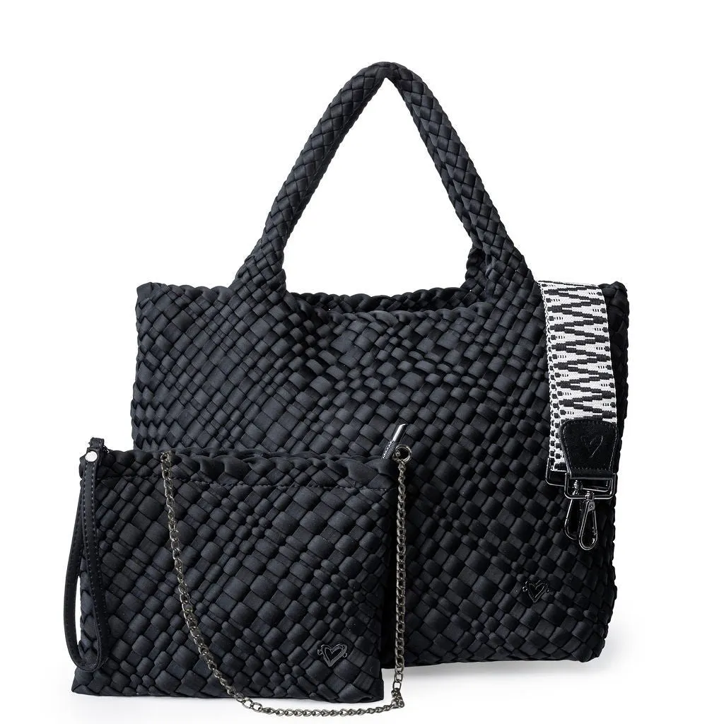 Stylish Black Onyx Large Woven Tote Bag for Everyday Use