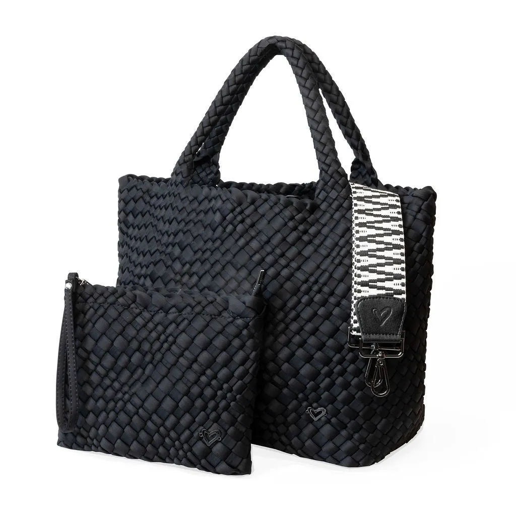 Stylish Black Onyx Large Woven Tote Bag for Everyday Use