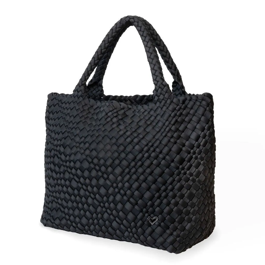 Stylish Black Onyx Large Woven Tote Bag for Everyday Use