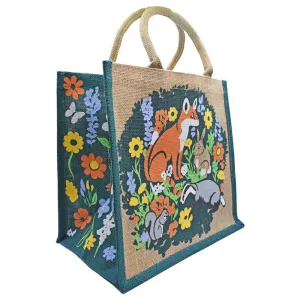 Medium Jute Shopping Bag by Shared Earth - British Woodland Animals