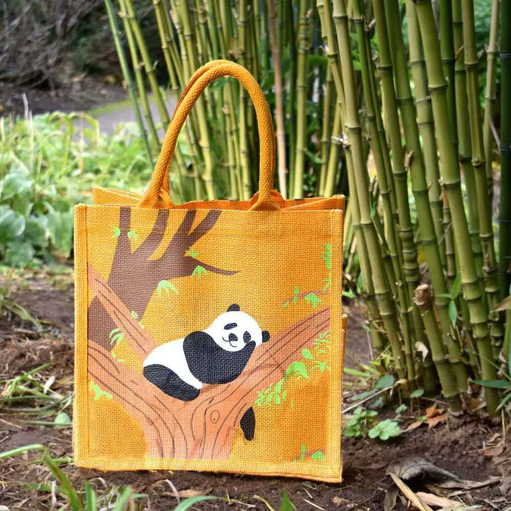 Medium Jute Shopping Bag by Shared Earth - Giant Panda